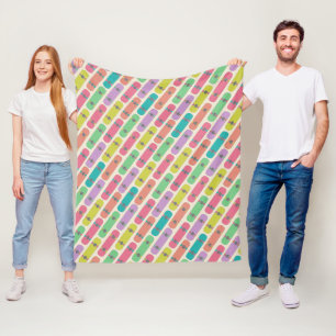 Colourful Skateboard Pattern Fleece Blanket