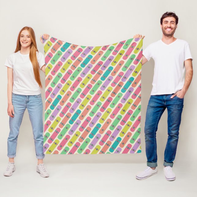 Colourful Skateboard Pattern Fleece Blanket (In Situ)