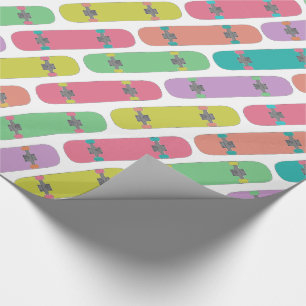Colourful Skateboard Pattern  Wrapping Paper