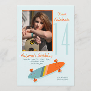 Colourful Skateboard Photo Invitation