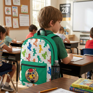 Colourful Skateboarder Kids Printed Backpack
