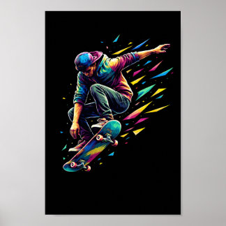 Colourful Skateboarder Urban Pop Art Skateboard Poster