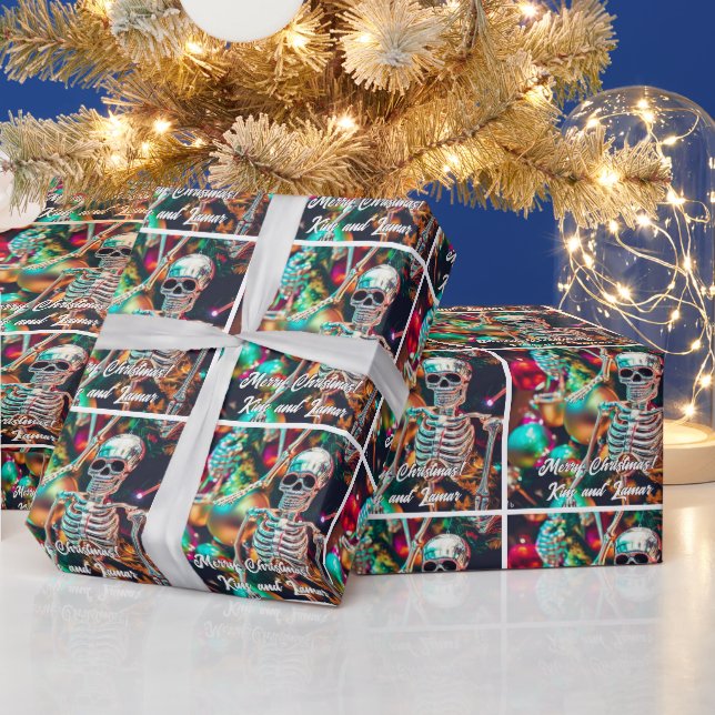  Colourful Skeleton Ornaments Christmas Wrapping Paper (Holidays)