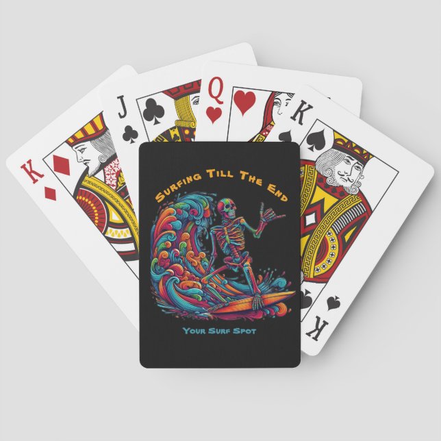 Colourful Skeleton Surfer Playing Cards (Back)