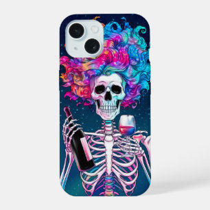 Colourful Skeleton with Wine iPhone 15 Case