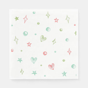 Colourful Sketch Fun Shapes Confetti Birthday Part Napkin