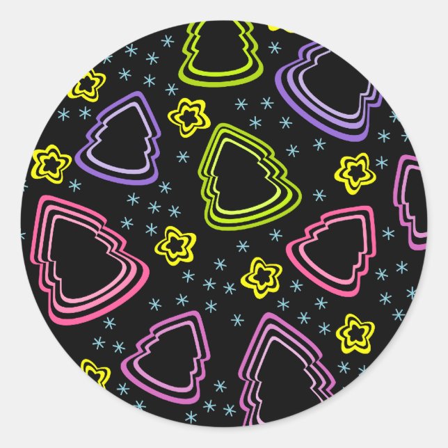Colourful Sketchy Christmas Trees Sticker (Front)