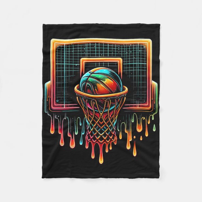 Colourful Sketll Dripping Colour Splash Hoop Net D Fleece Blanket (Front)