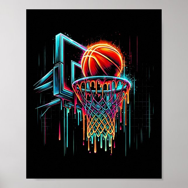 Colourful Sketll Dripping Colour Splash Hoop Net D Poster (Front)