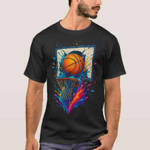 Colourful Sketll Slam Dunk Splash Hoop Ckboard  T-Shirt
