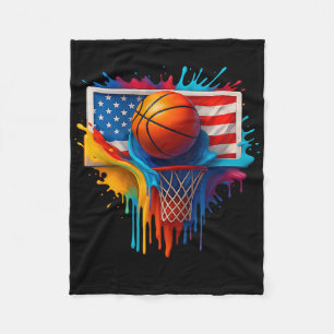 Colourful Sketll Tie Dye Colour Splash Flag Usa Fleece Blanket