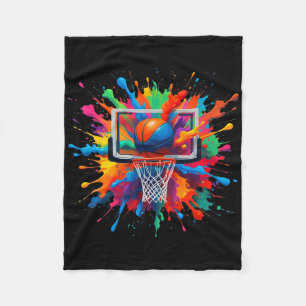 Colourful Sketll Tie Dye Hoop Net Slam Dunk Splash Fleece Blanket