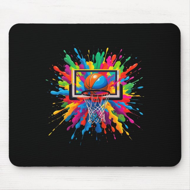 Colourful Sketll Tie Dye Hoop Net Slam Dunk Splash Mouse Mat (Front)
