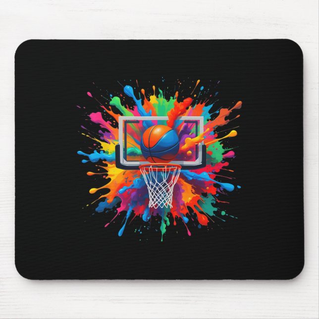 Colourful Sketll Tie Dye Hoop Net Slam Dunk Splash Mouse Mat (Front)