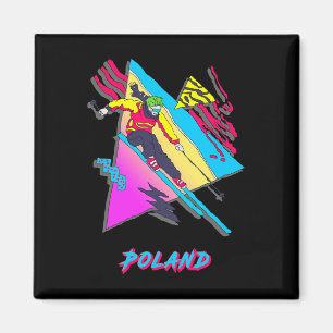 Colourful Skier Graphic Artwork Poland Ski Skiing  Magnet