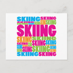 Colourful Skiing Postcard