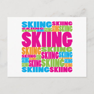 Colourful Skiing Postcard