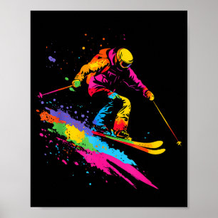Colourful skiing ski poster