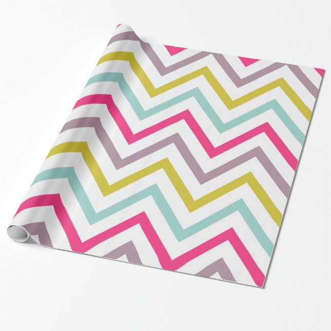 Colourful Skinny Chevron Pattern Wrapping Paper (Unrolled)