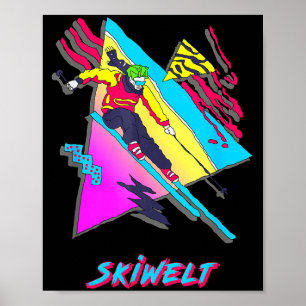 Colourful skiwelt adventure design ski skier skiin poster