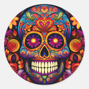 Colourful Skull Art Keychain Sticker