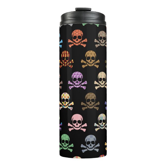 Colourful Skull & Crossbones Thermal Tumbler (Front)