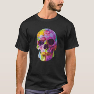 colourful skull head art face Rainbow T-Shirt