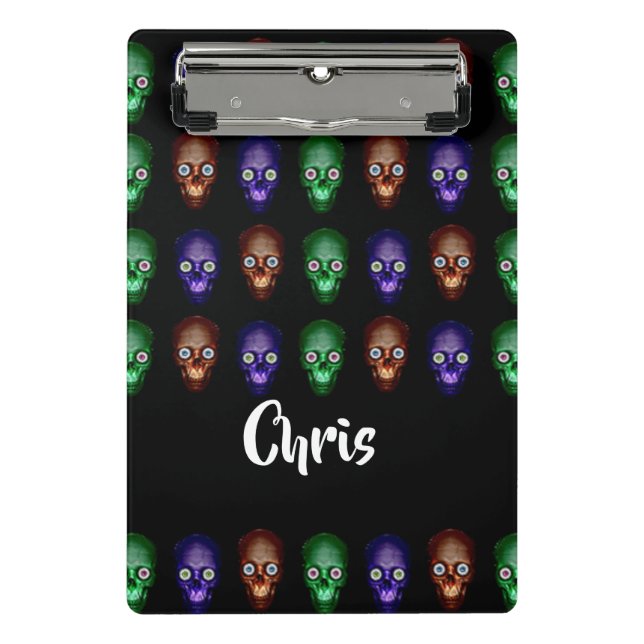 Colourful skull heads mini clipboard (Front)