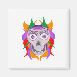 Colourful Skull Magnet