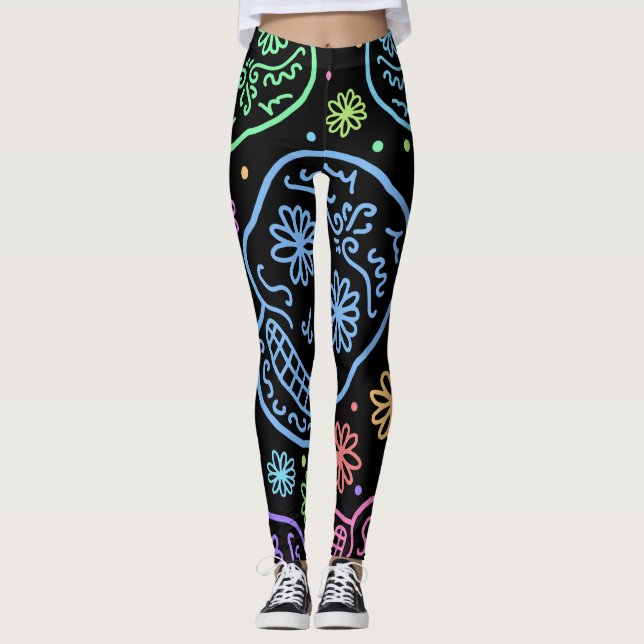 Colourful Skull Pattern Leggings (Front)