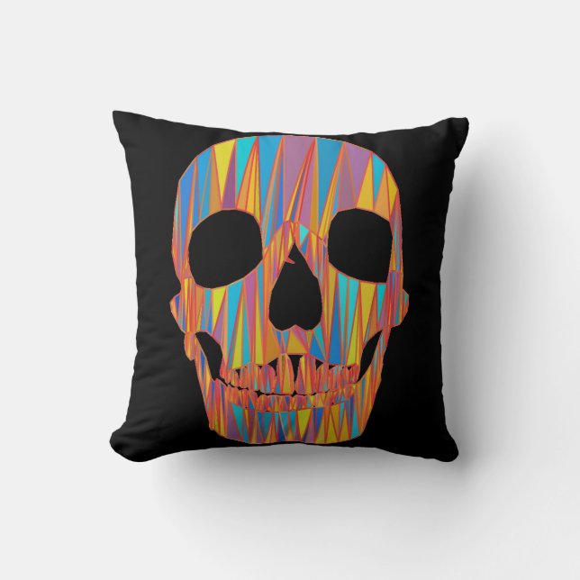 Colourful Skull Pillow (Front)