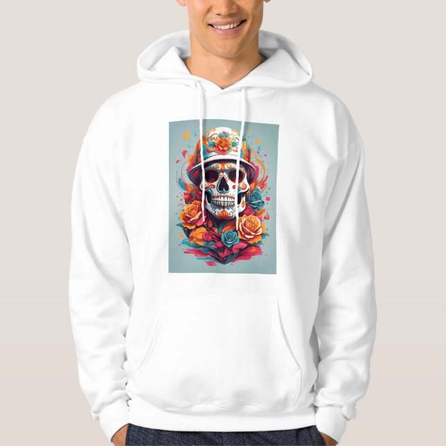 Colourful Skull T-shirt Hoodie (Front)