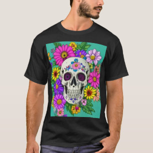 colourful skull with flowers T-Shirt