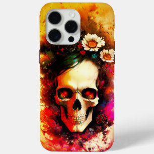 Colourful skulls decorated with flowers iPhone 15 pro max case