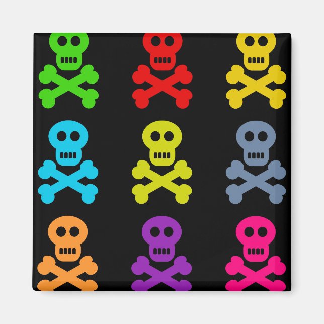 Colourful Skulls Magnet (Front)