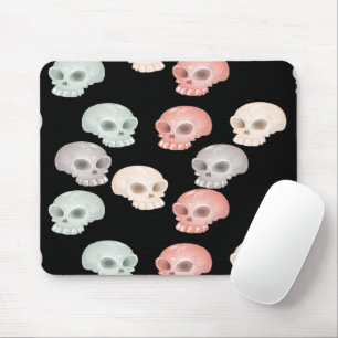 colourful skulls on black mouse mat
