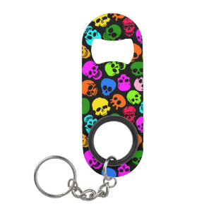 Colourful Skulls pattern in black