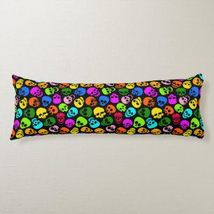 Colourful Skulls pattern in black Body Cushion
