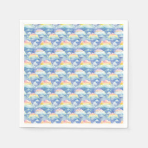Colourful Sky Background with Clouds, Stars Napkin