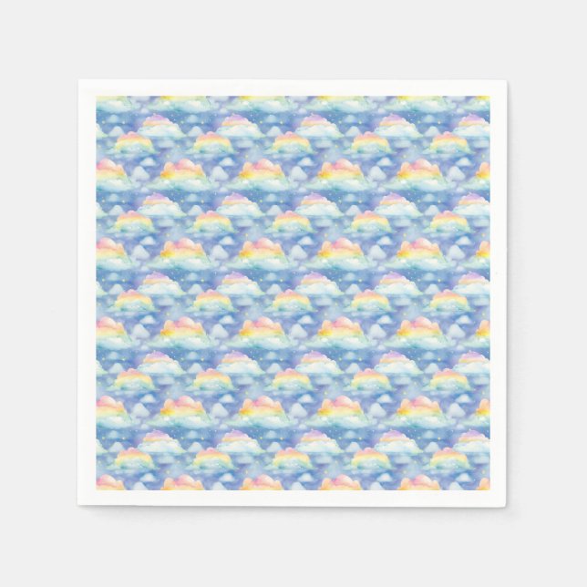 Colourful Sky Background with Clouds, Stars Napkin (Front)