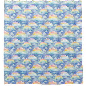 Colourful Sky Background with Clouds, Stars Shower Curtain