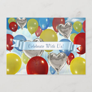 Colourful Sky Balloons Customisable Invitations