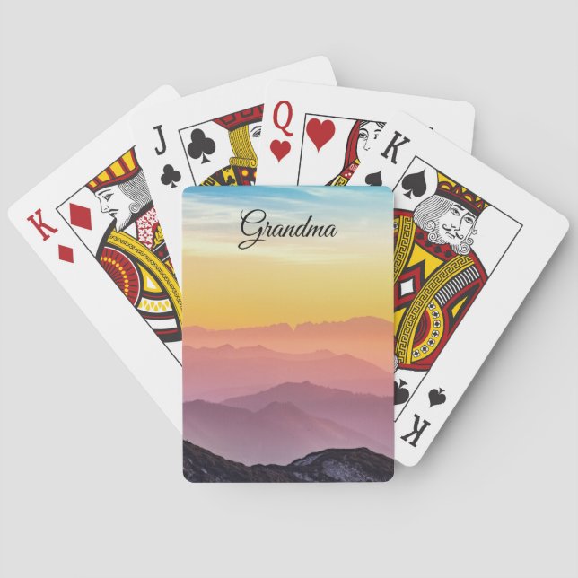 Colourful Sky Grandma Gift Editable Personalised Playing Cards (Back)