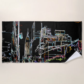 Colourful skyline in Manhattan Beach Towel