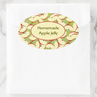 Colourful Sliced Apple Pattern Homemade Jelly Labe Oval Sticker