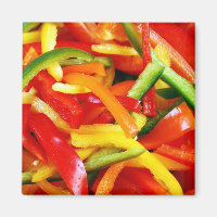 Colourful sliced peppers magnet