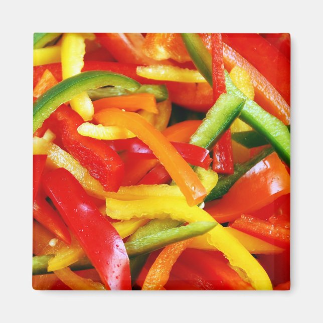 Colourful sliced peppers magnet (Front)