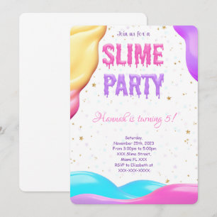 Colourful Slime Birthday Party Invitation
