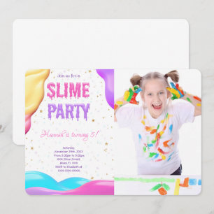 Colourful Slime Birthday Party Photo Invitation