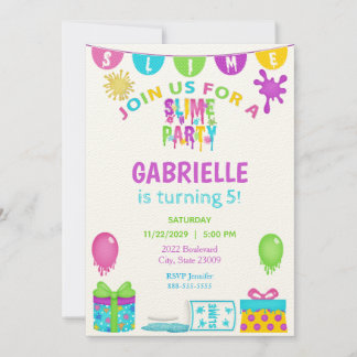 Colourful Slime Kids Birthday Invitation